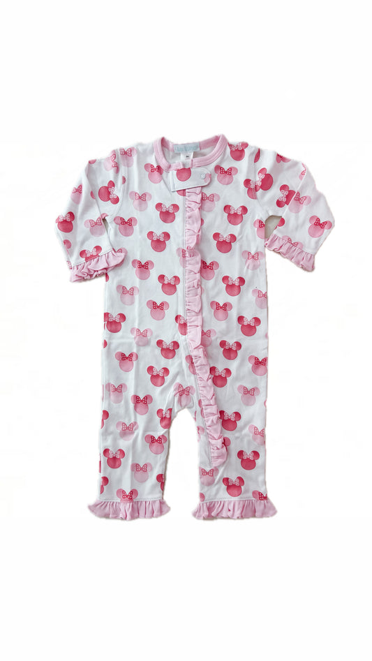 Pink Ruffle Mouse Ears Print Pajama