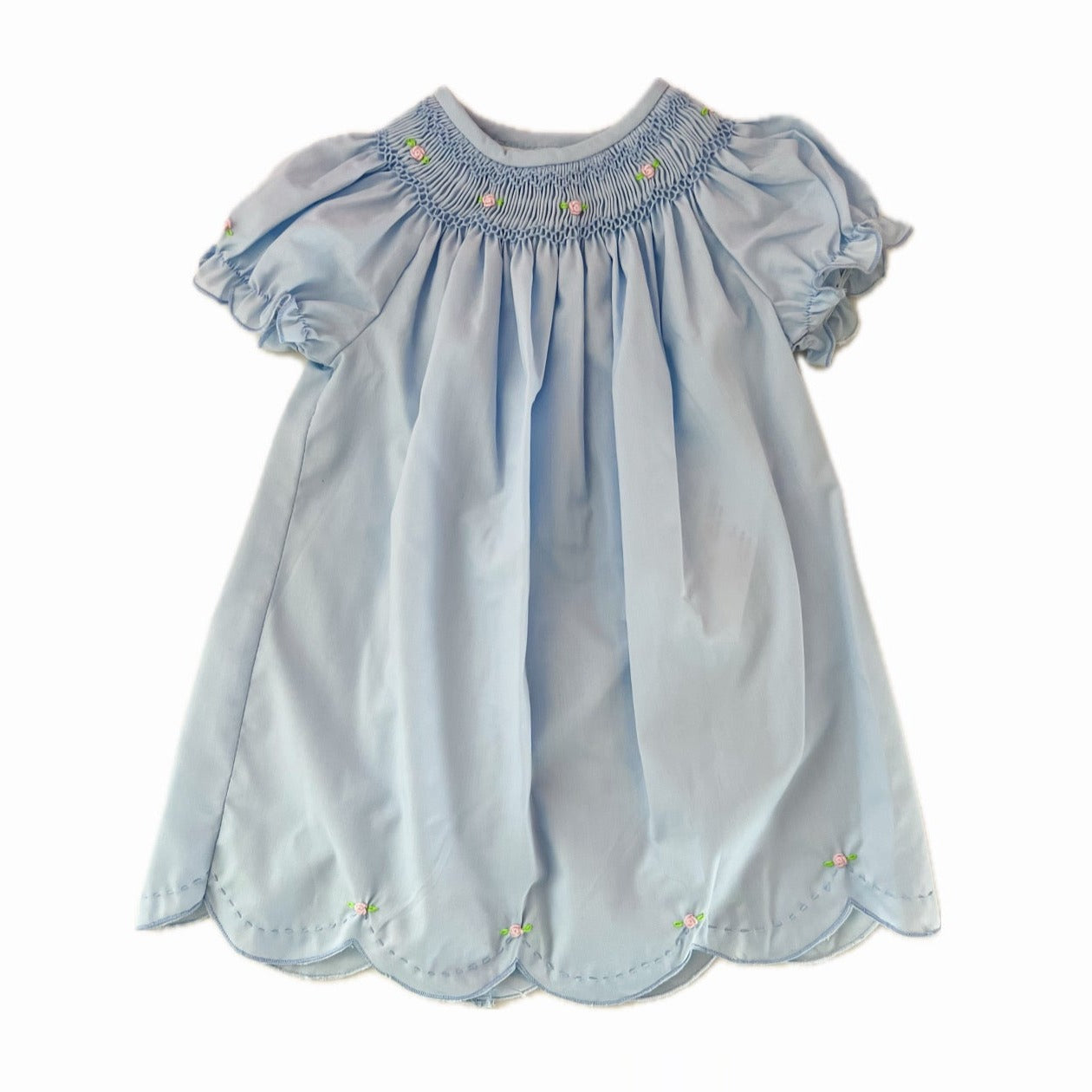 Blue Bishop Daygown with Scalloped Trim