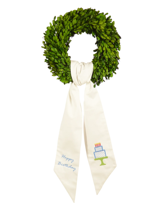 Wreath Sash: Happy Birthday - Blue
