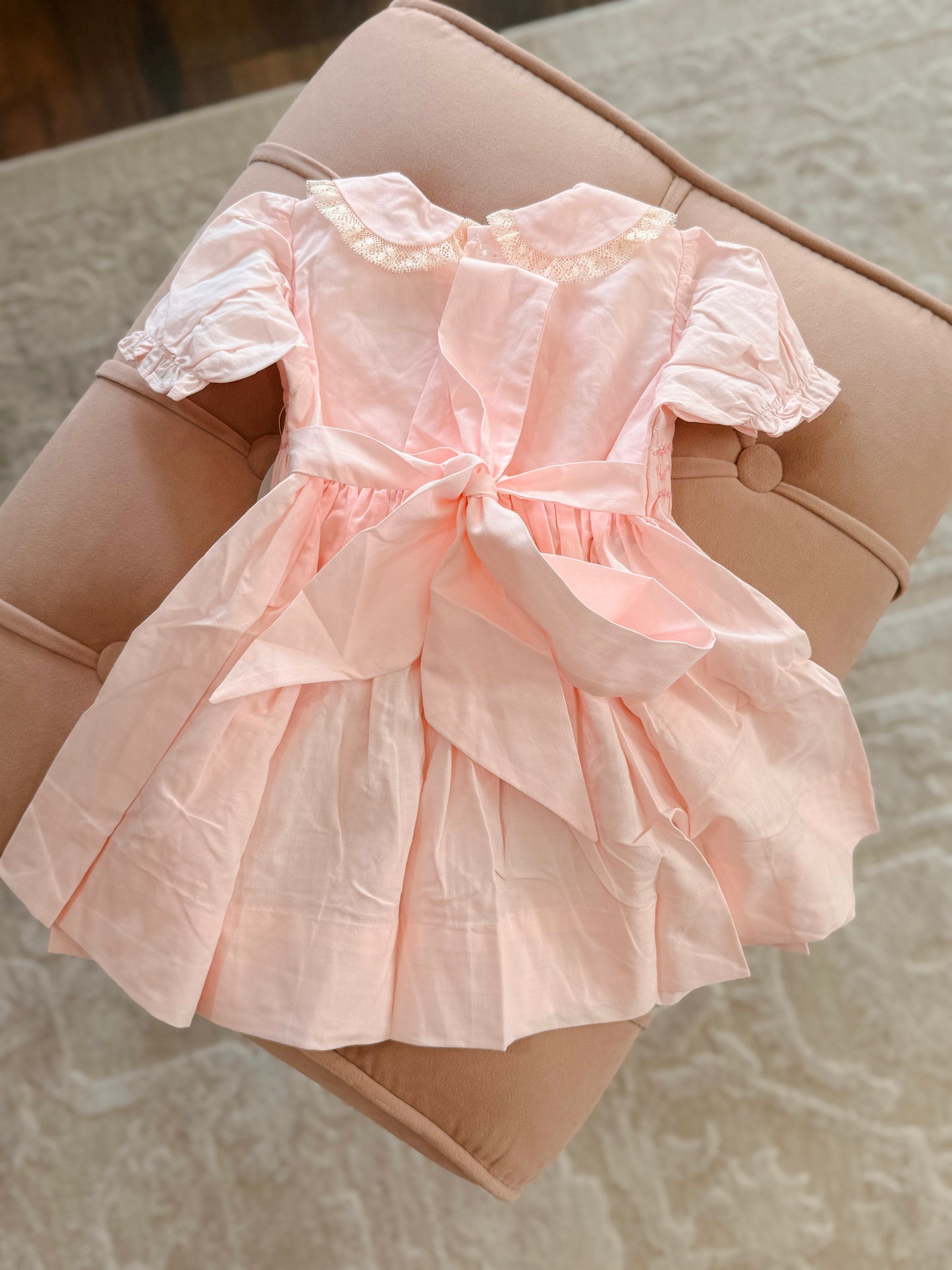 Pink Lace Trim Peter Pan Collar Dress