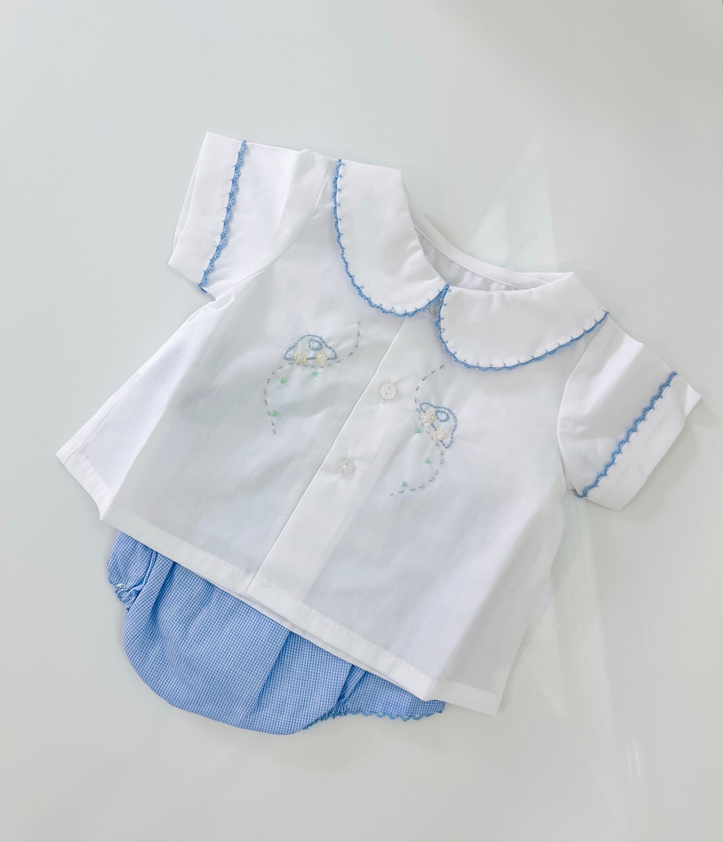 Blue Car Embroidered Diaper Set