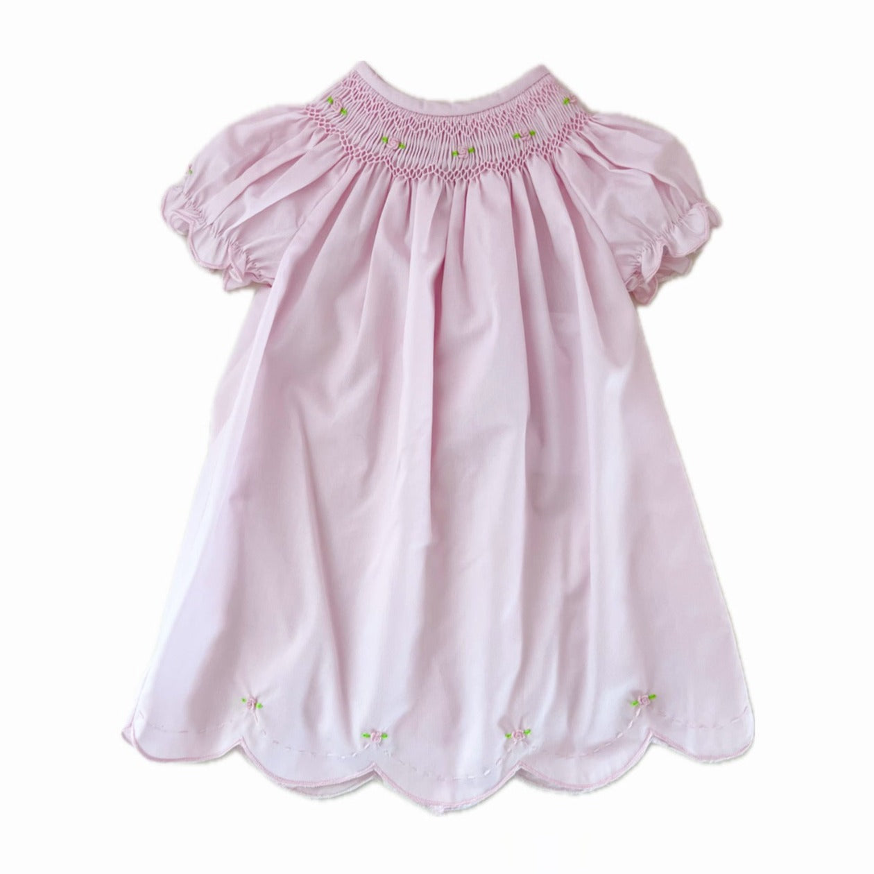 Pink Bishop Daygown with Scalloped Trim