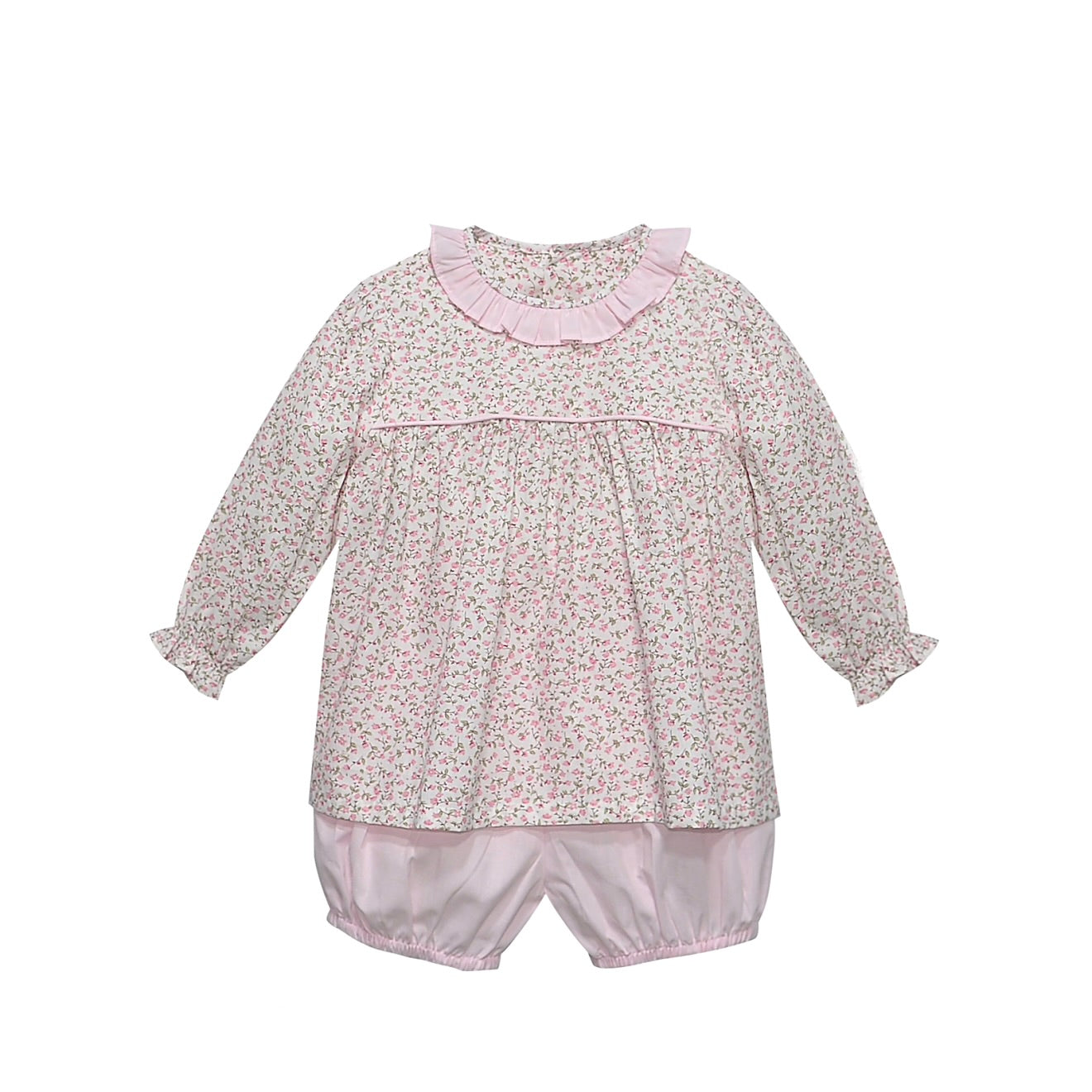 Pink Floral Garden CollaredBloomer Set