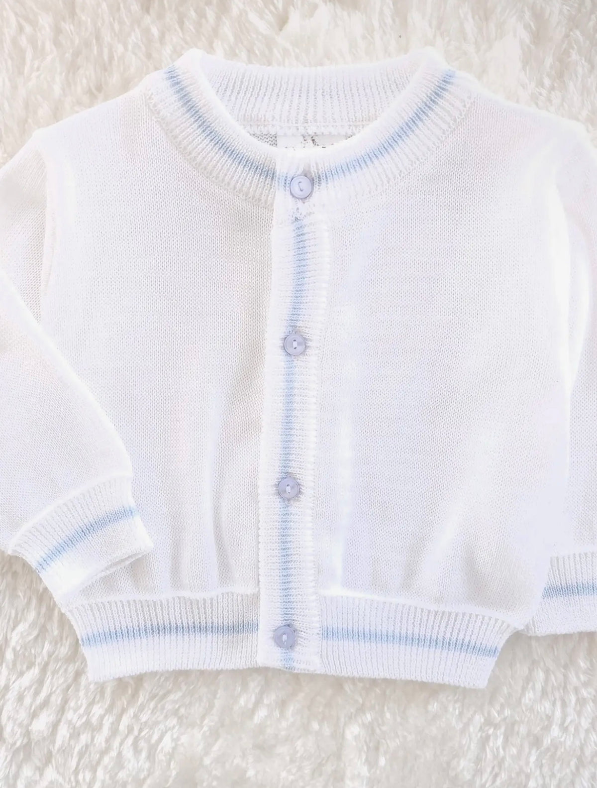 Classic White Sweater with Blue Stripe
