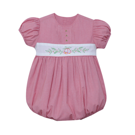 Holly Bells Embroidered Red Girl Bubble