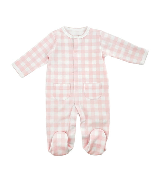 Pink Gingham Footie