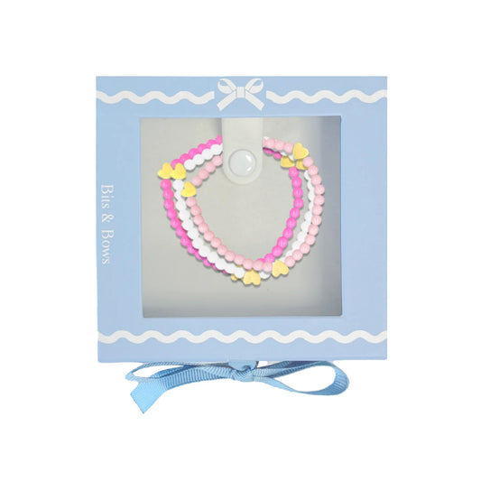Pink, White, & Magenta Hearts Bracelet Gift Set