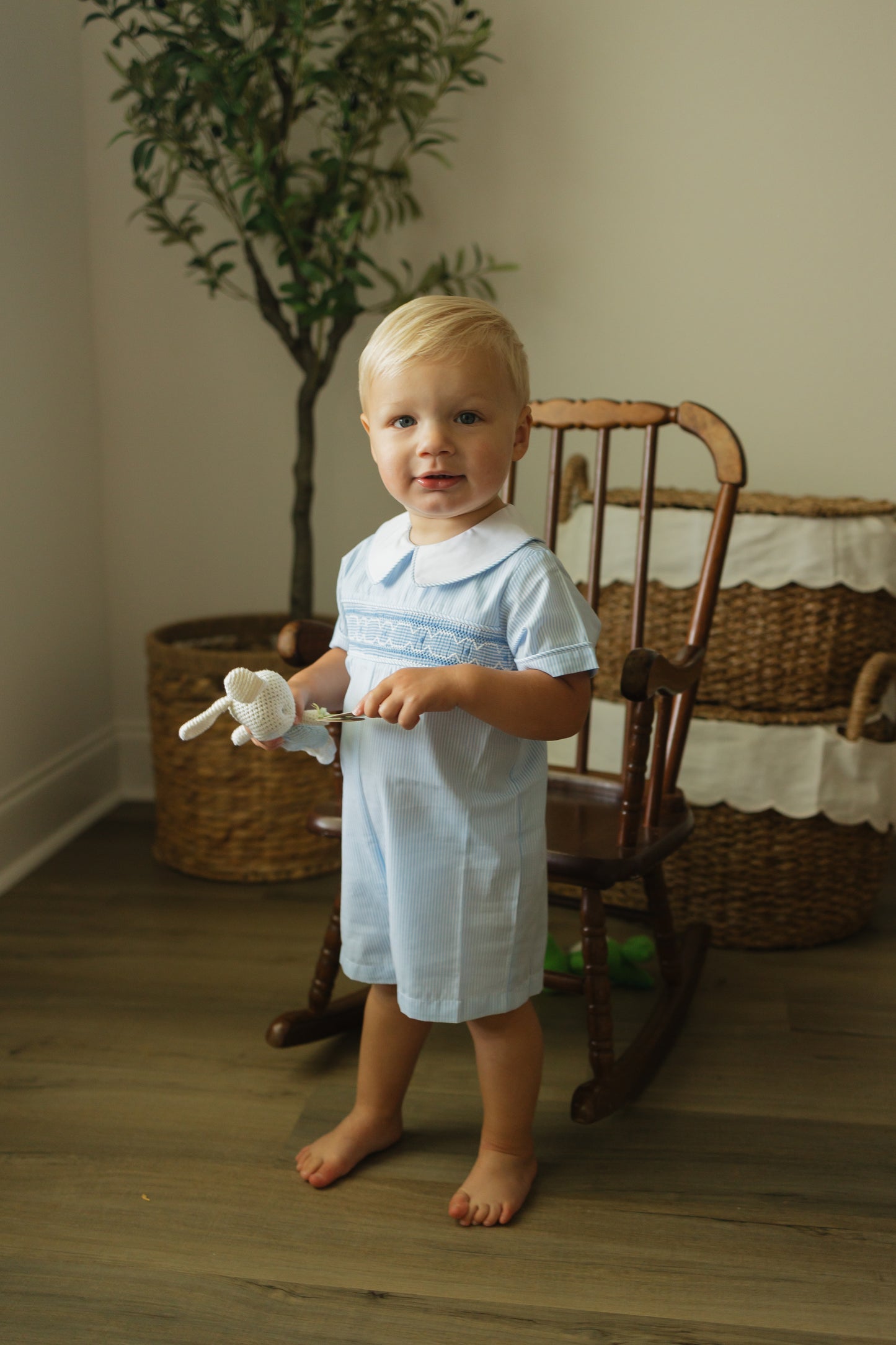 Blue Gingham Collared Romper
