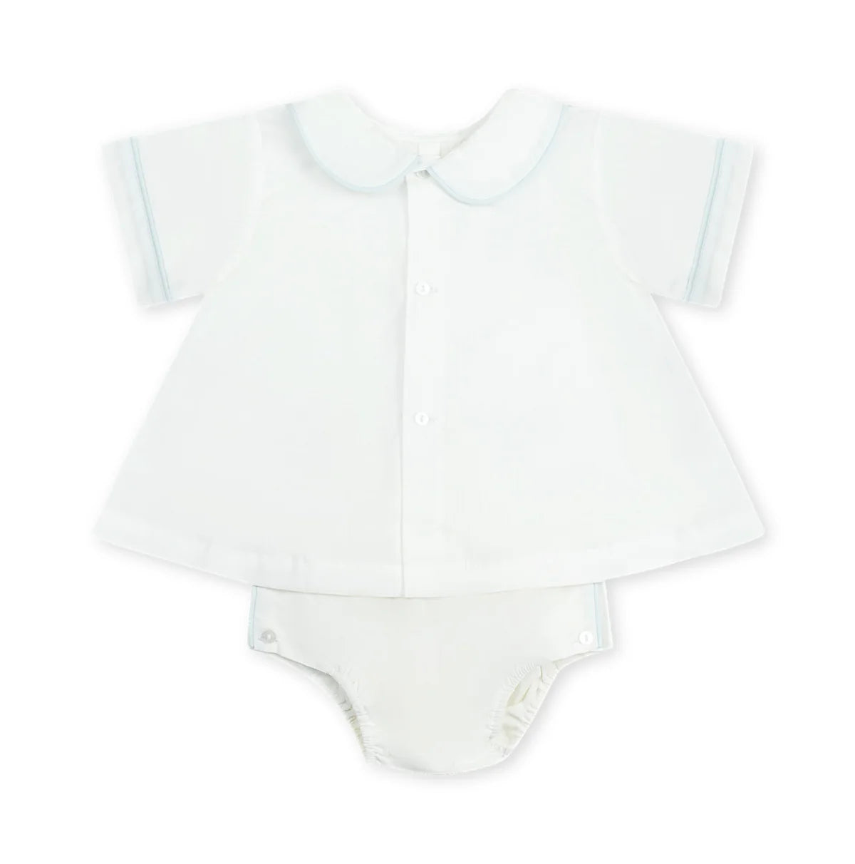 Blessing White Diaper Set with Blue Piping