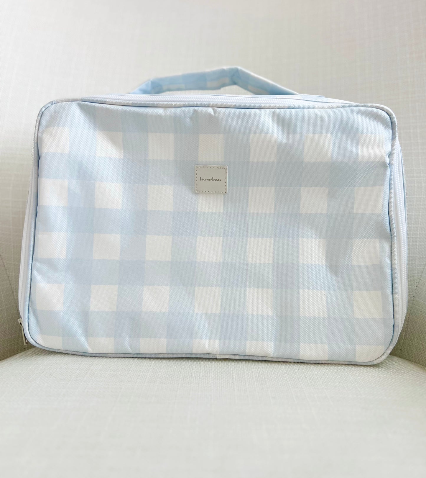 Blue Gingham Suitcase