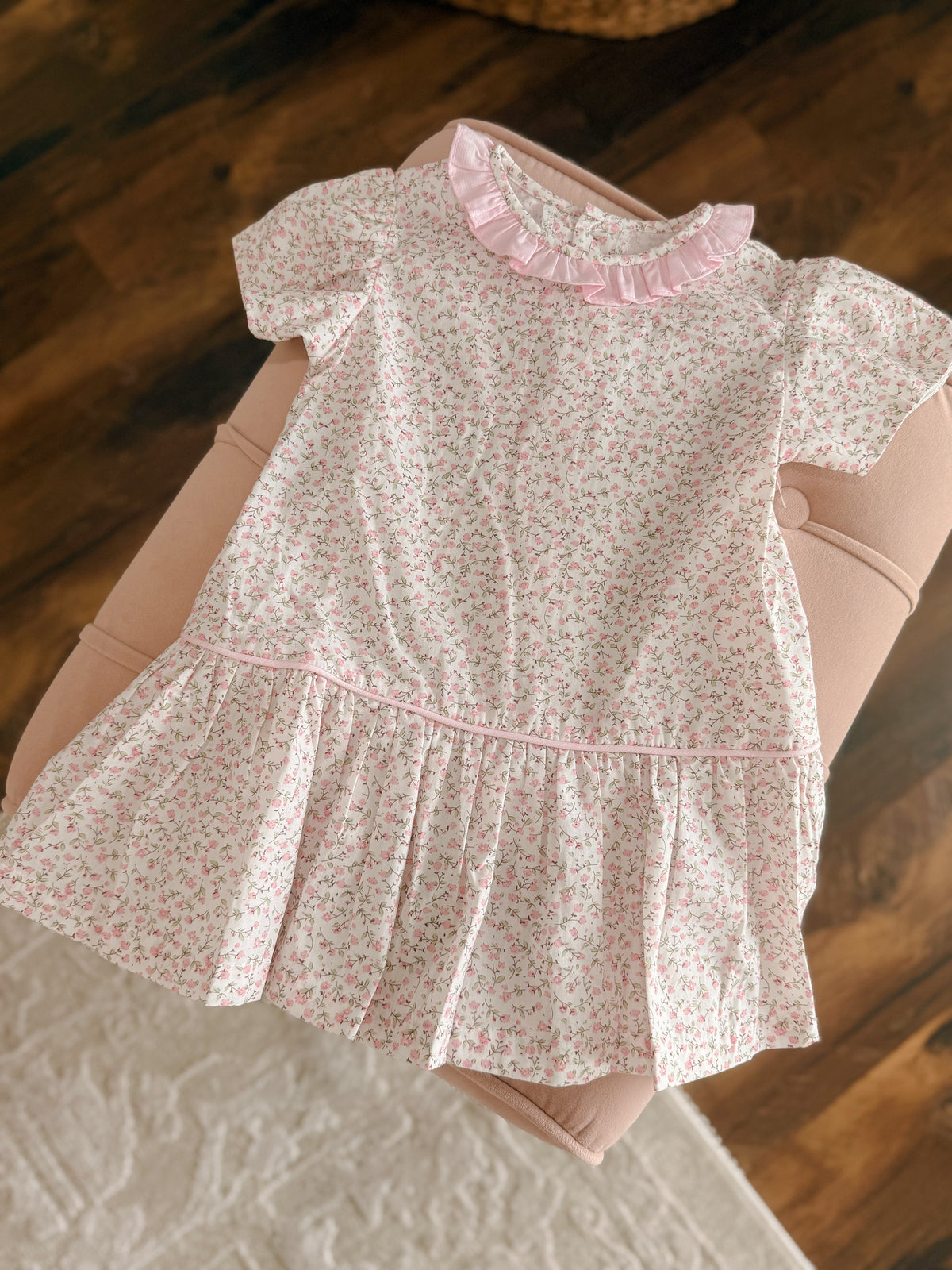Pink Floral Garden Collared A-Line Dress