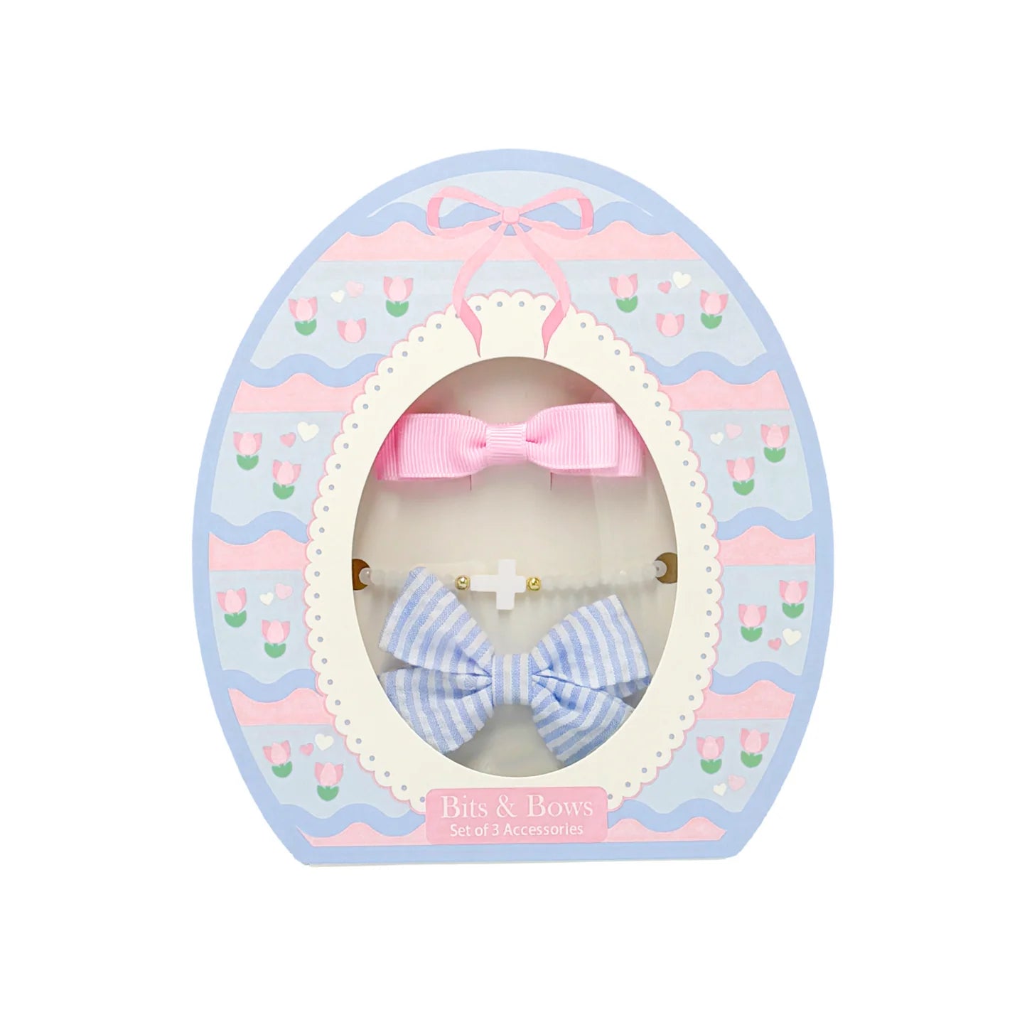 Easter Egg Bows & Bracelet Set (Blue)