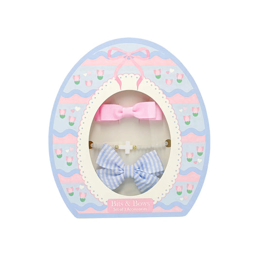 Easter Egg Bows & Bracelet Set (Blue)