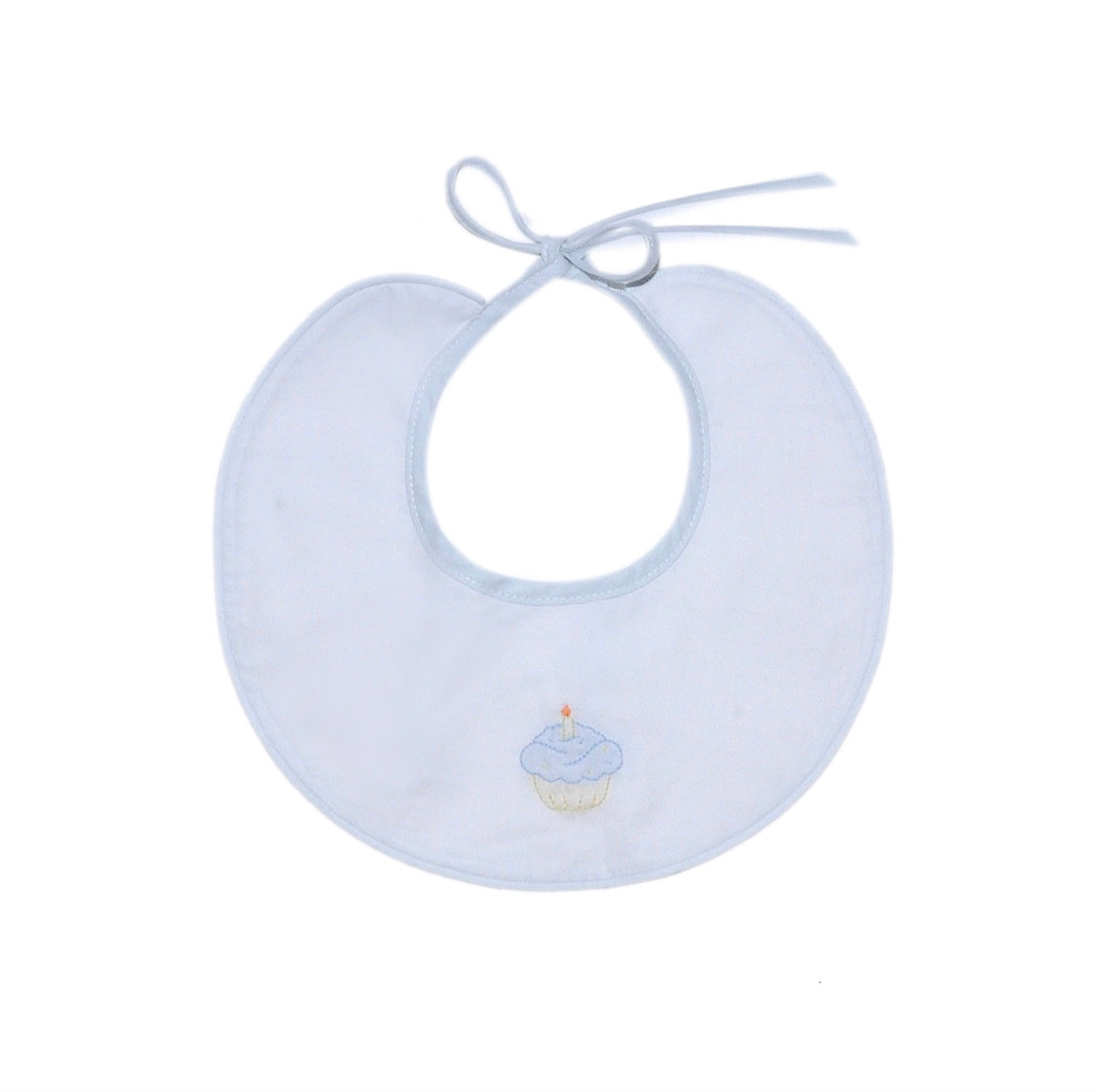 Blue Cupcake Embroidered Bib