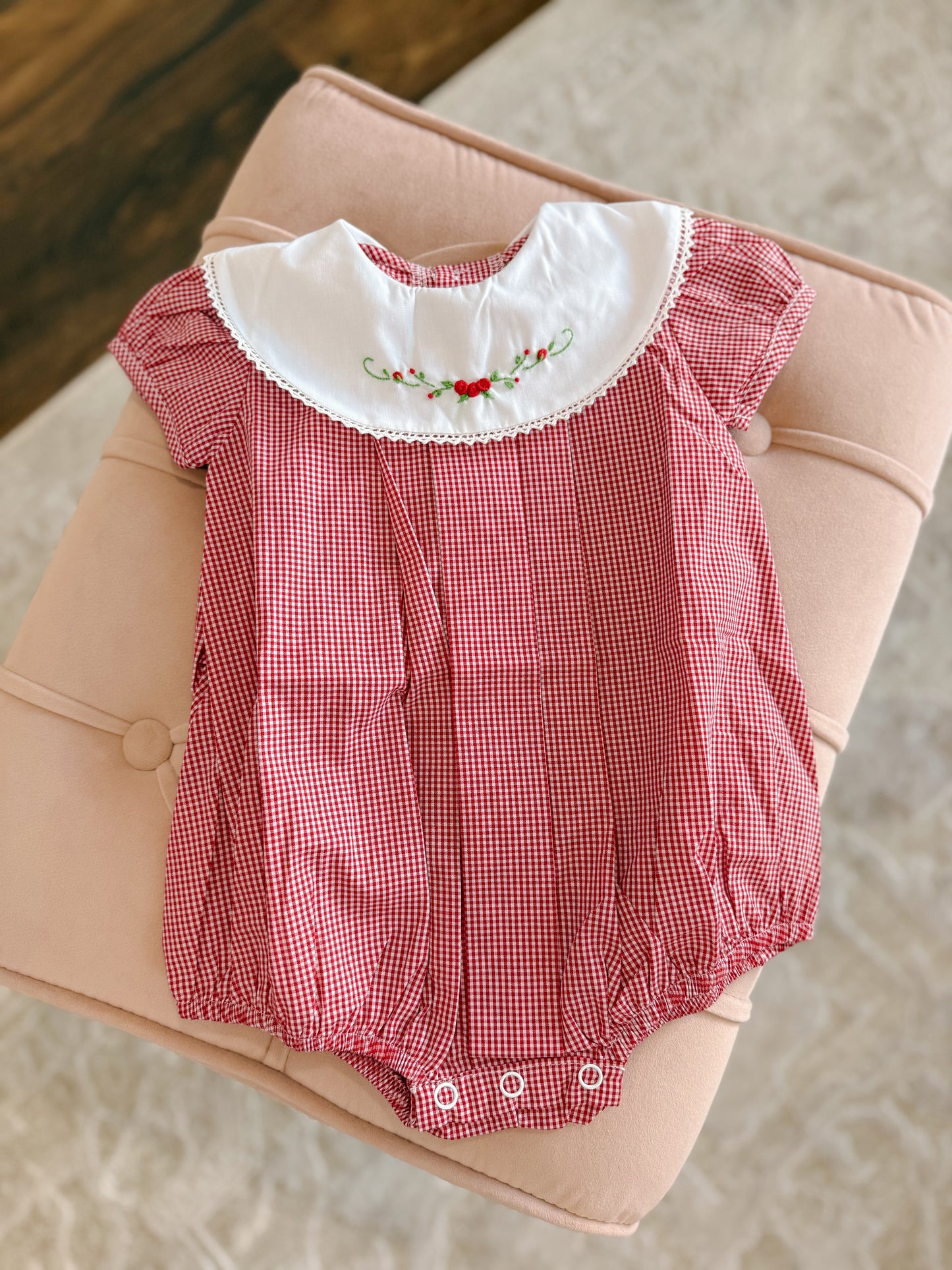 Red Floral Embroidered Bubble