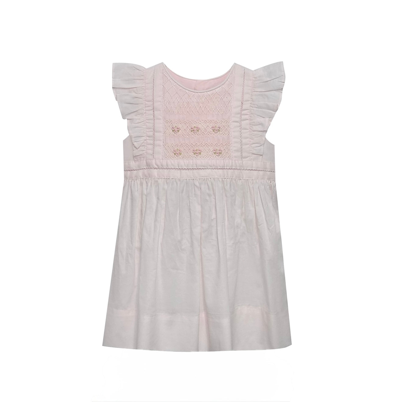 Pink Floral Favors Smocked Dress