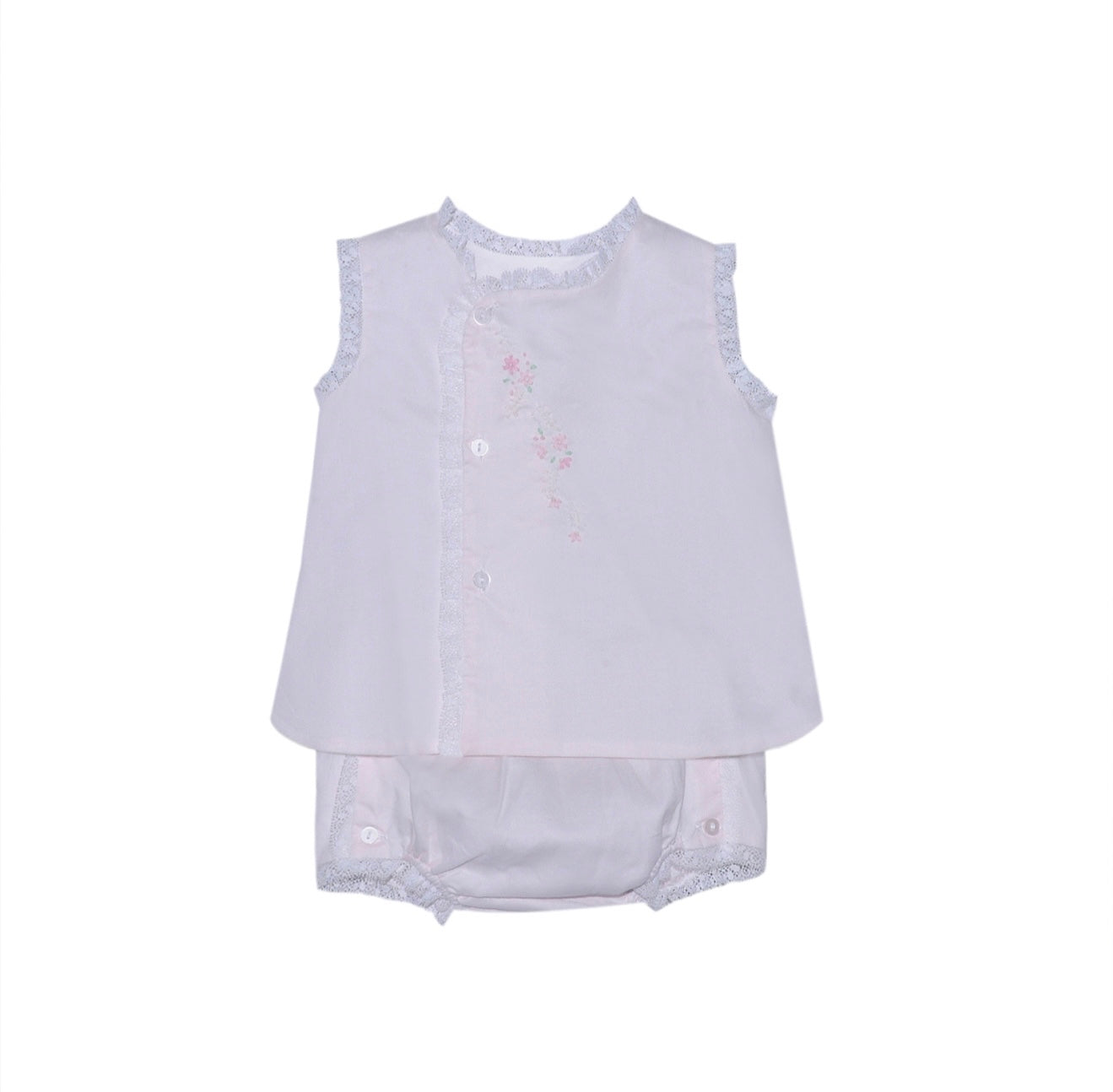 Pink Floral Lace Diaper Set