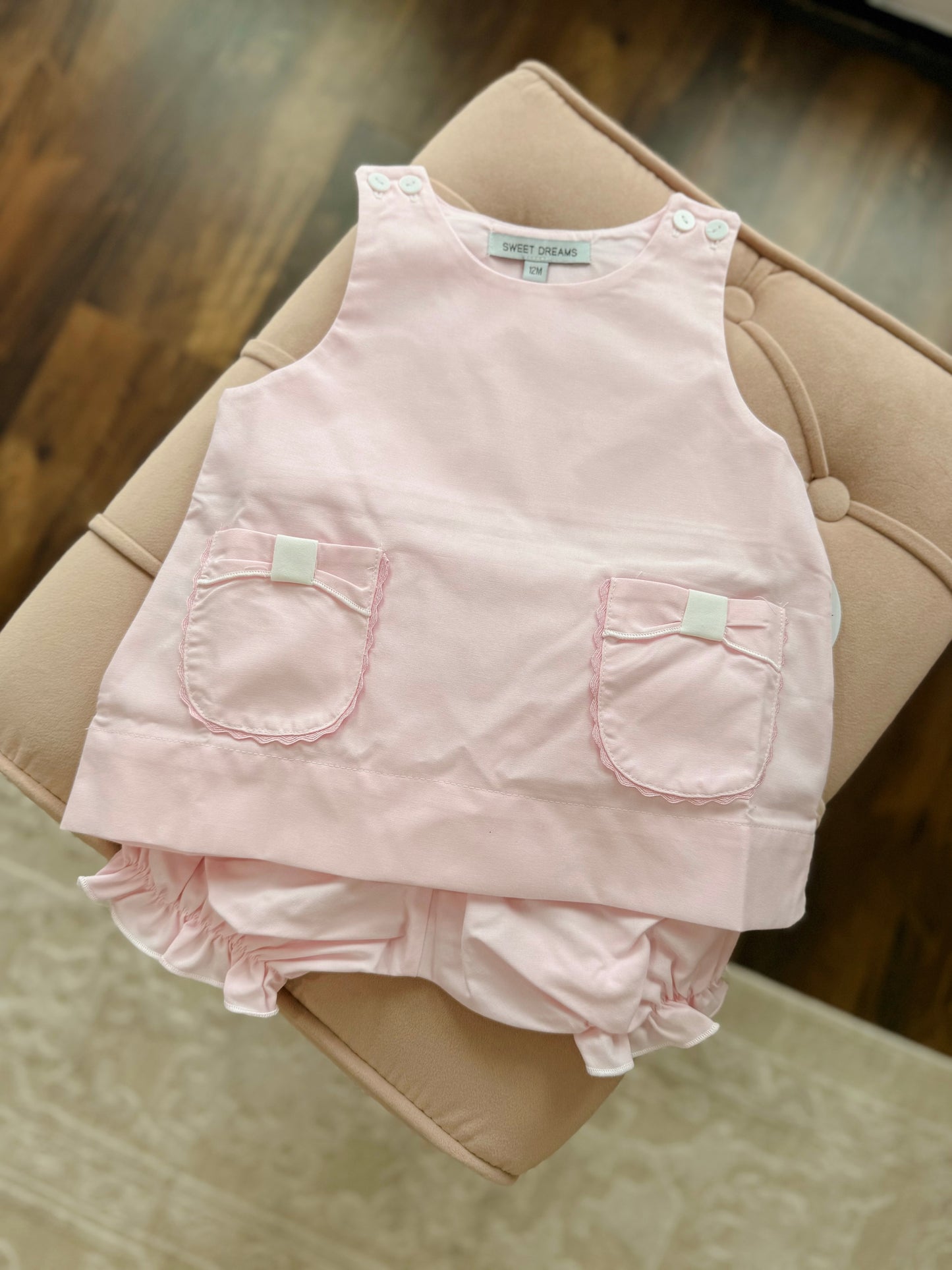 Pink Bow Pocket Bloomer Set