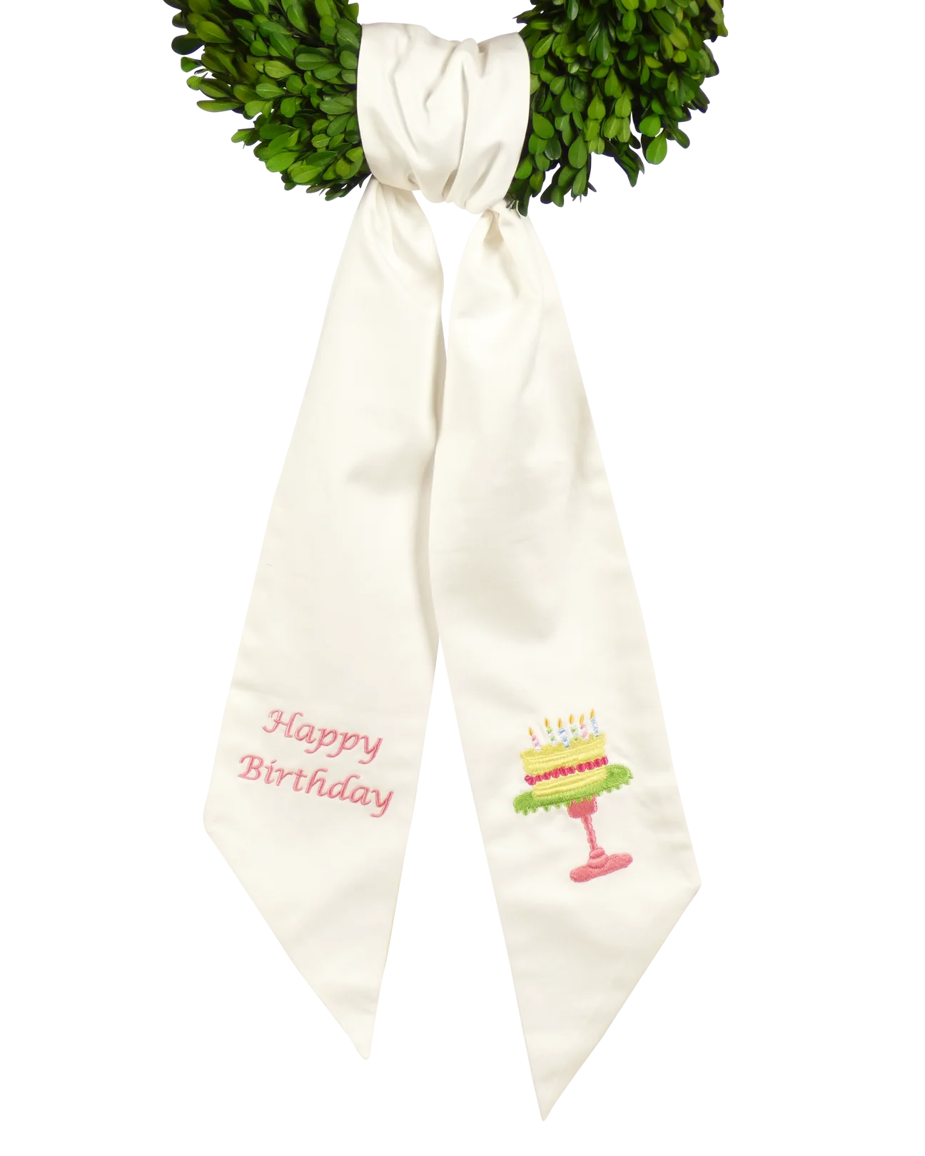 Wreath Sash: Happy Birthday - Pink