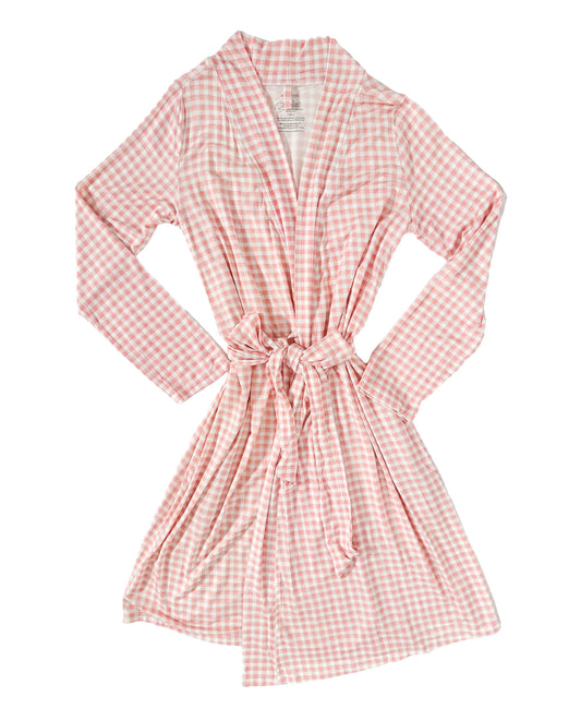 Peachy Pink Gingham Robe