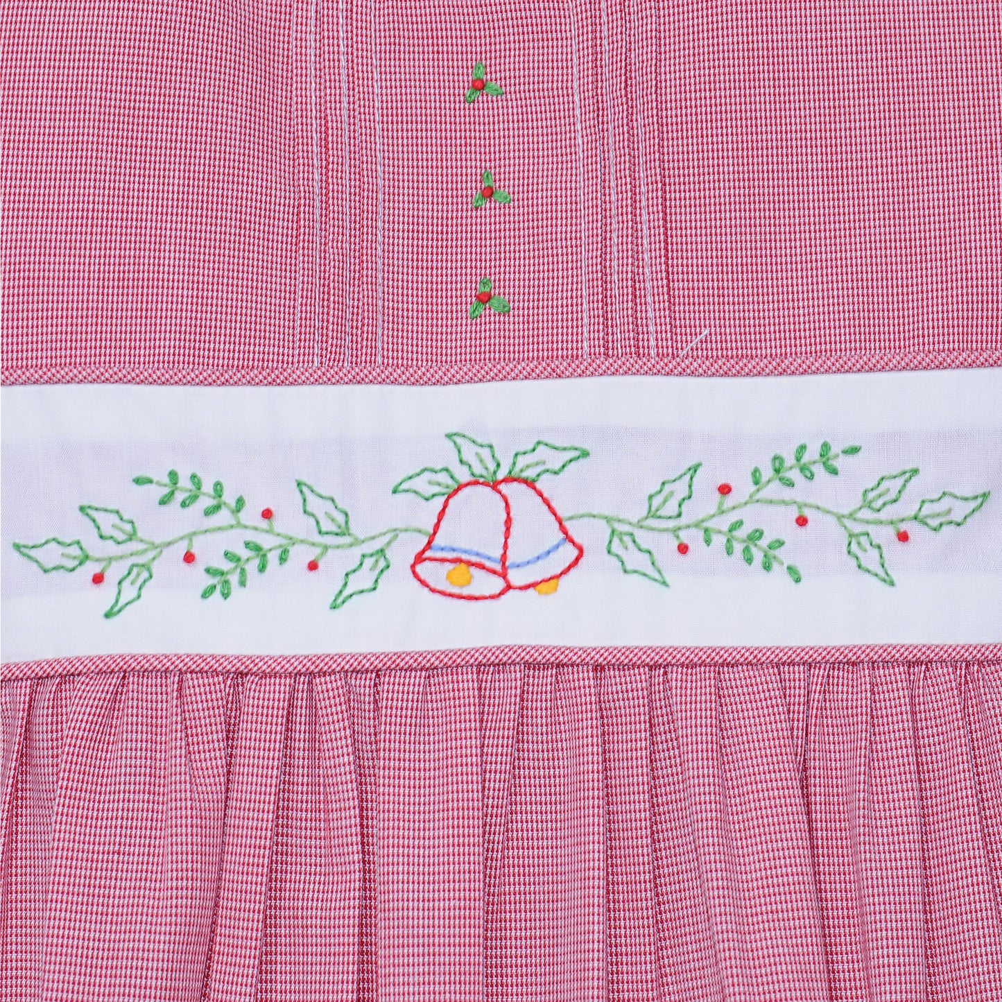 Holly Bells Embroidered Red Girl Bubble
