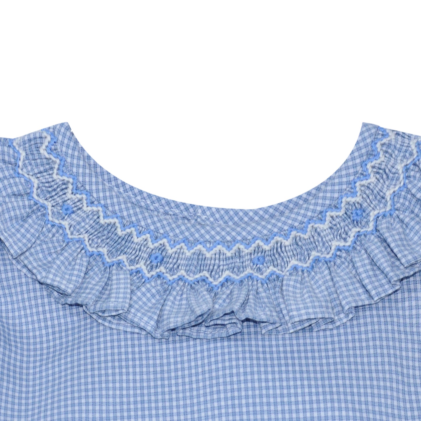 Blue Gingham Smocked Bloomer Set