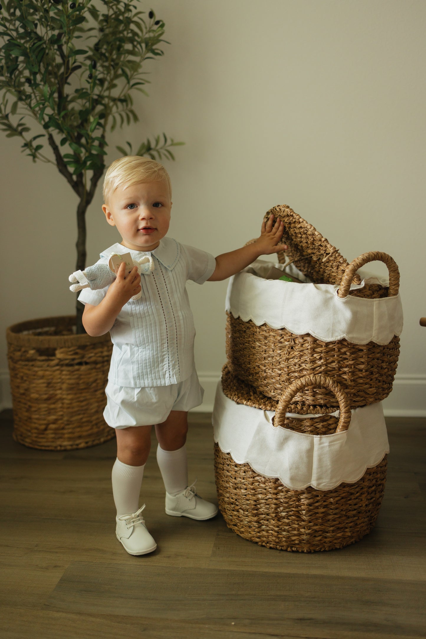 Classic Pleated Blue Short Set
