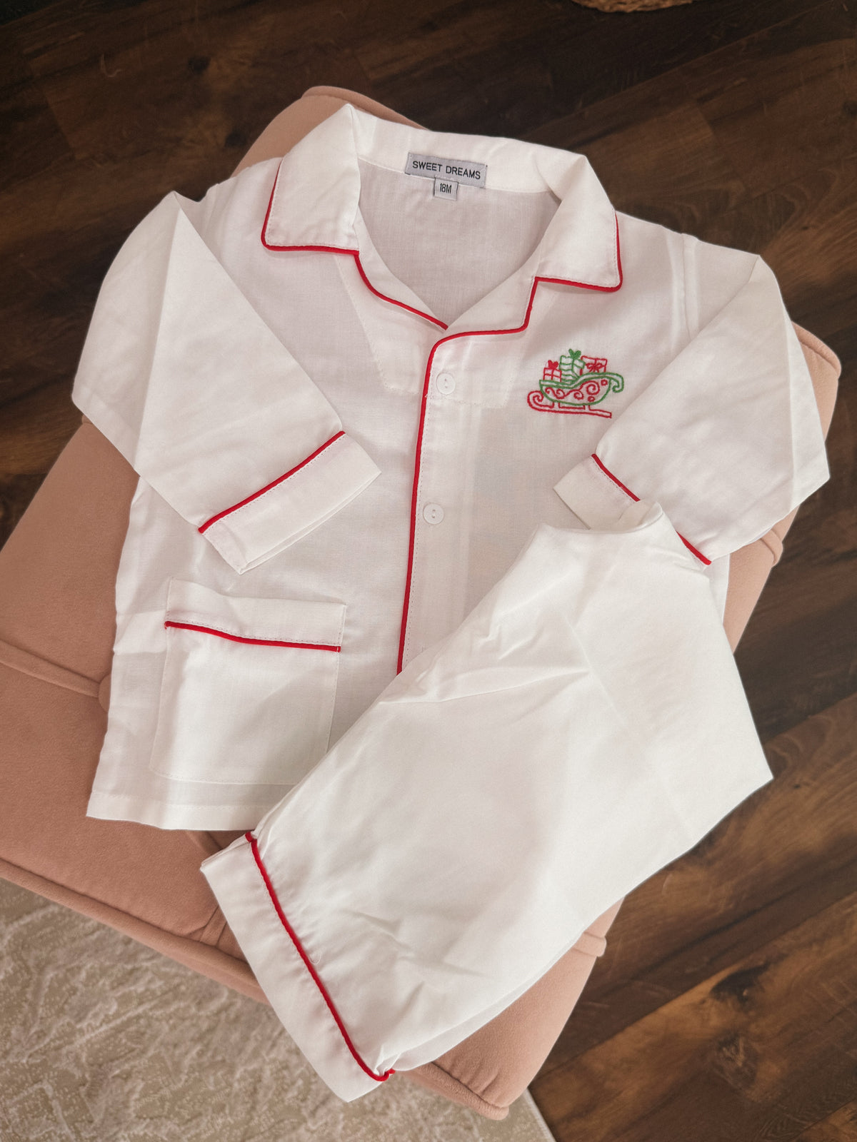 Santa’s Sleigh Embroidered Pajama Set