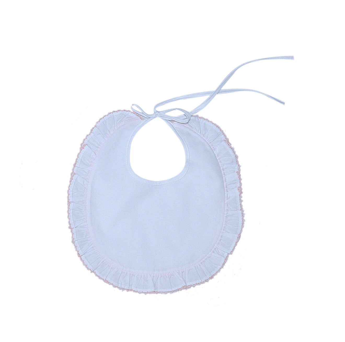 White Bib with Pink Picot Trim