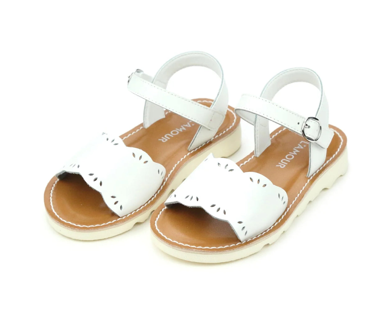 White Scalloped Sandal