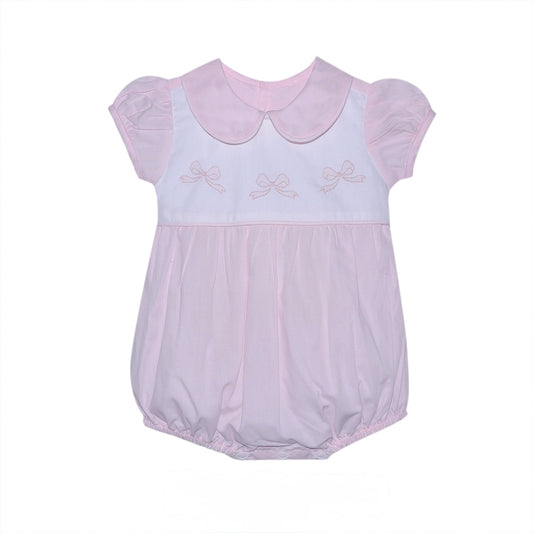 Pink Bows Smocked Bubble