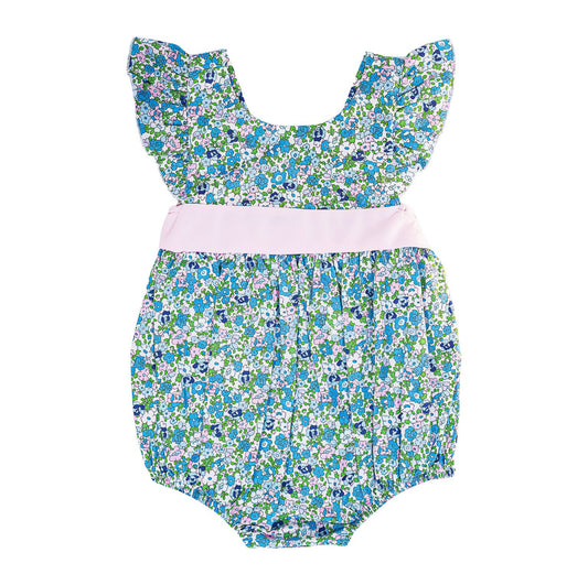 Blue & Pink Floral Bubble with Bow