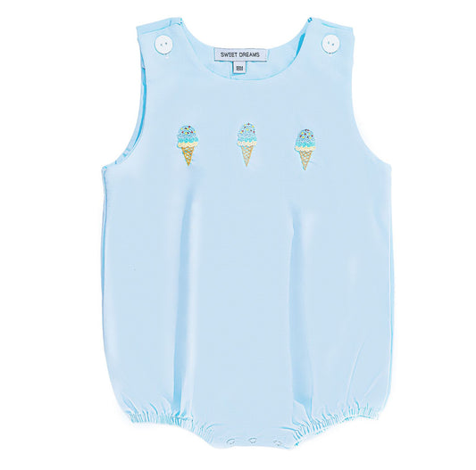 Ice Cream Embroidered Blue Bubble