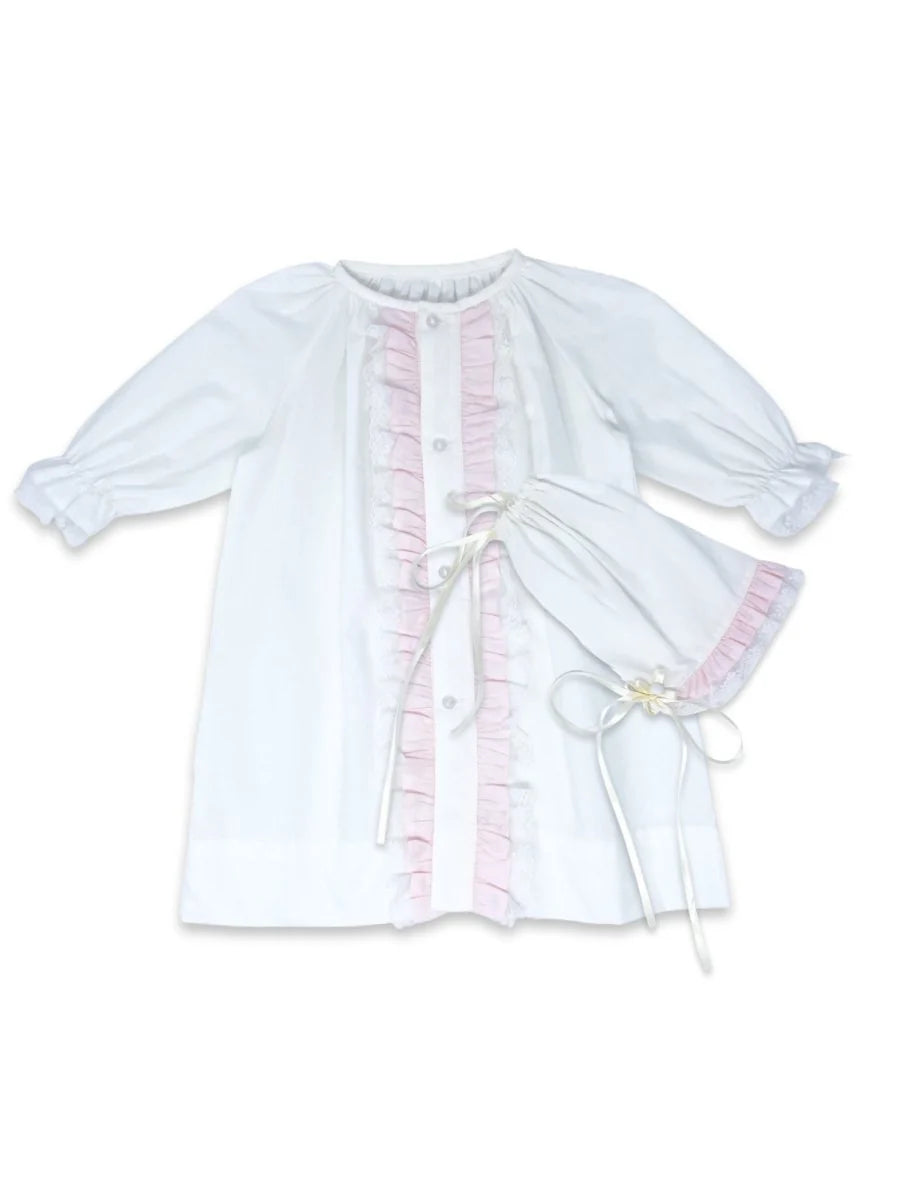 White with Pink Ruffles Timeless Daygown Set