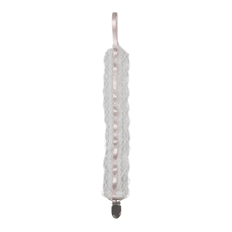 Pink Lace Pacifier Clip