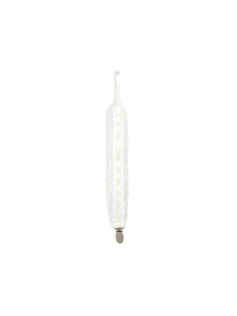 White Ecru Lace Pacifier Clip