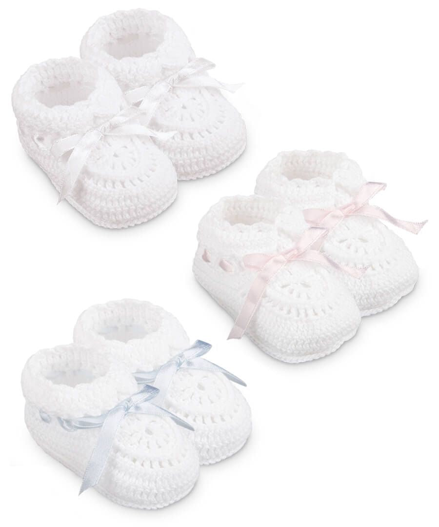 Pink Ribbon Crotchet Booties