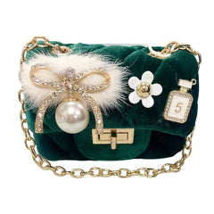 Green Velvet Quilted Purse