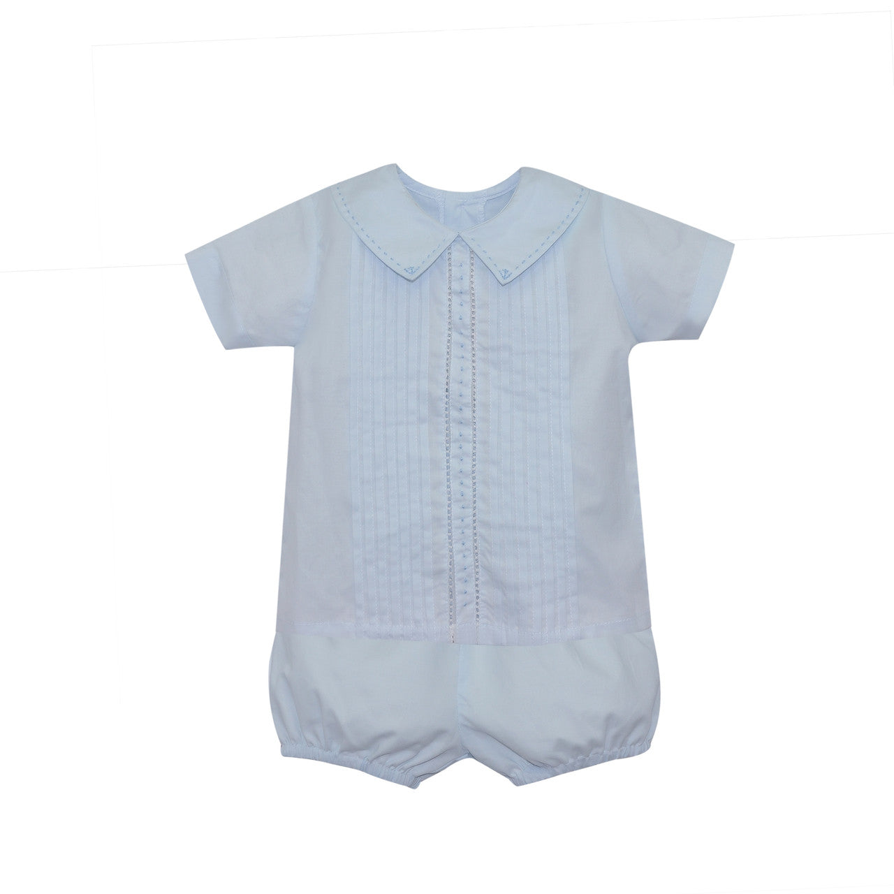 Classic Pleated Blue Short Set