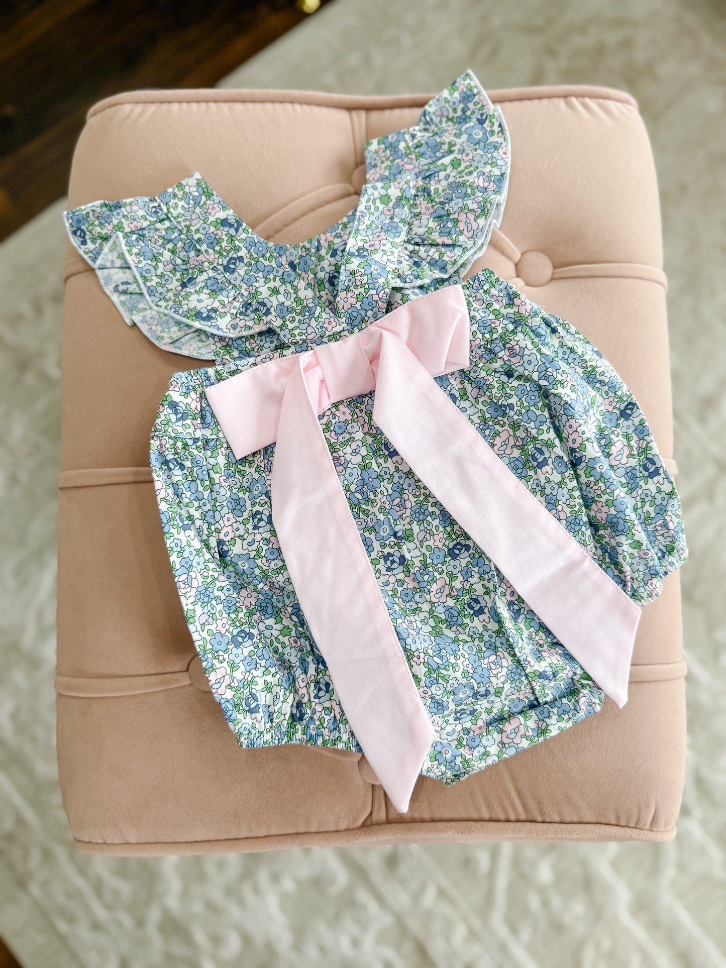 Blue & Pink Floral Bubble with Bow