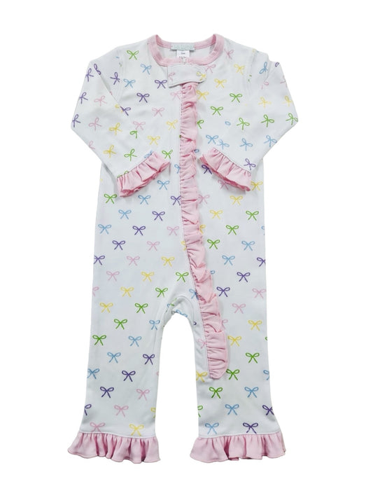 Pastel Bows Print Ruffle Pajamas