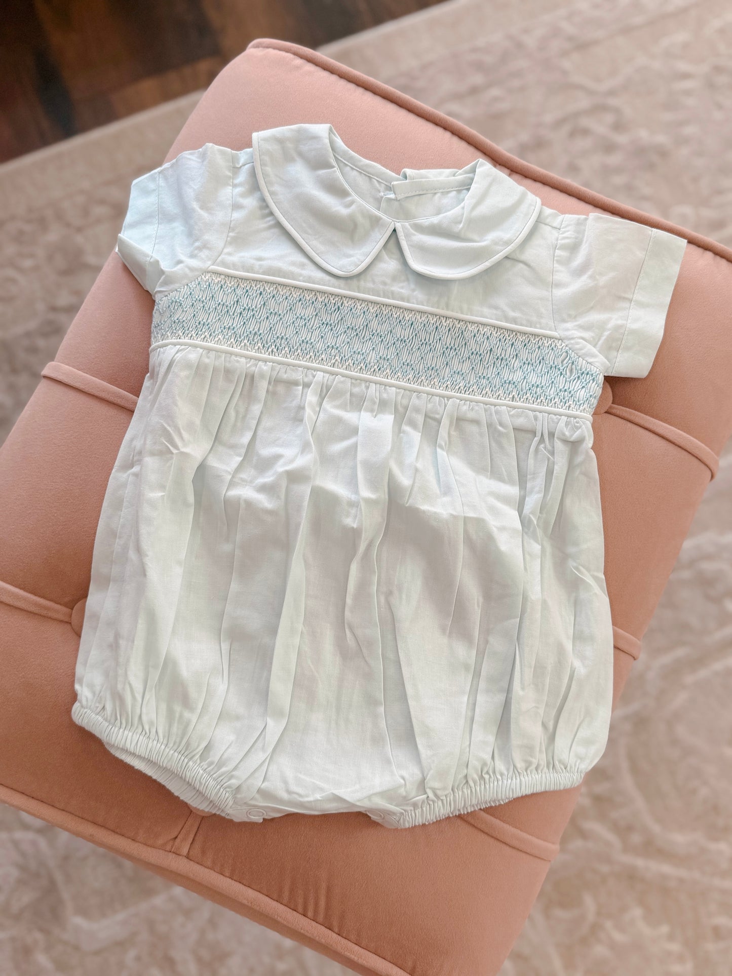 Baby Blues Collared Smocked Bubble