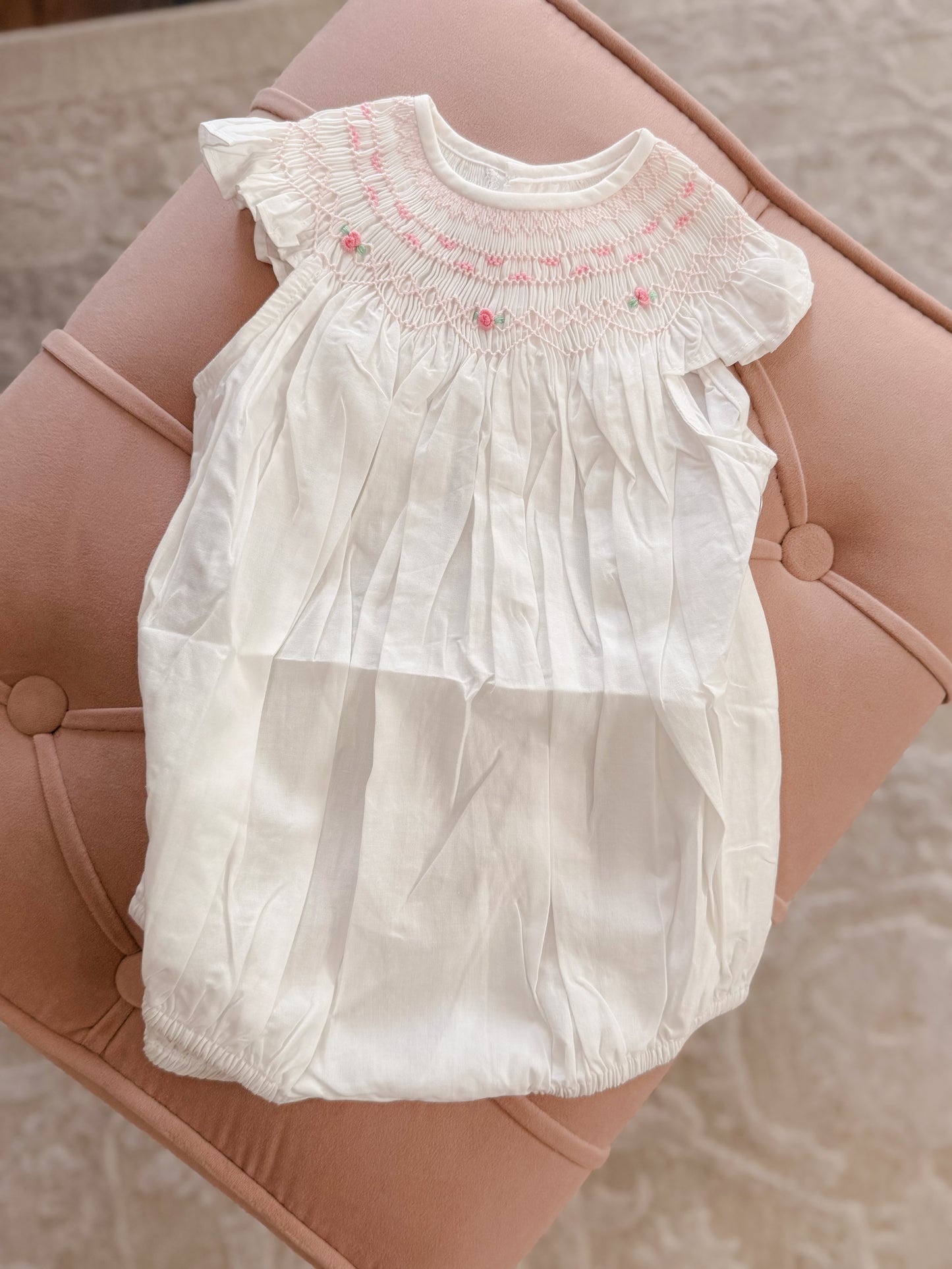 White Bishop Bubble with Roses & Ruffles