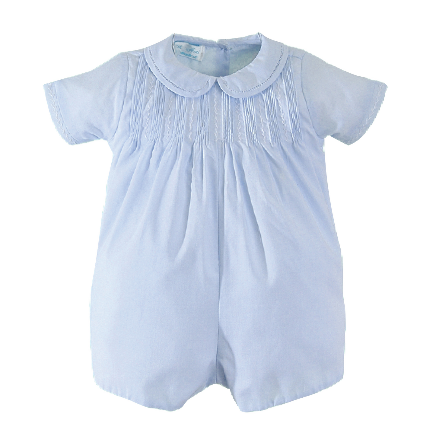 Blue Pintucks & Featherstitching Romper with Hat