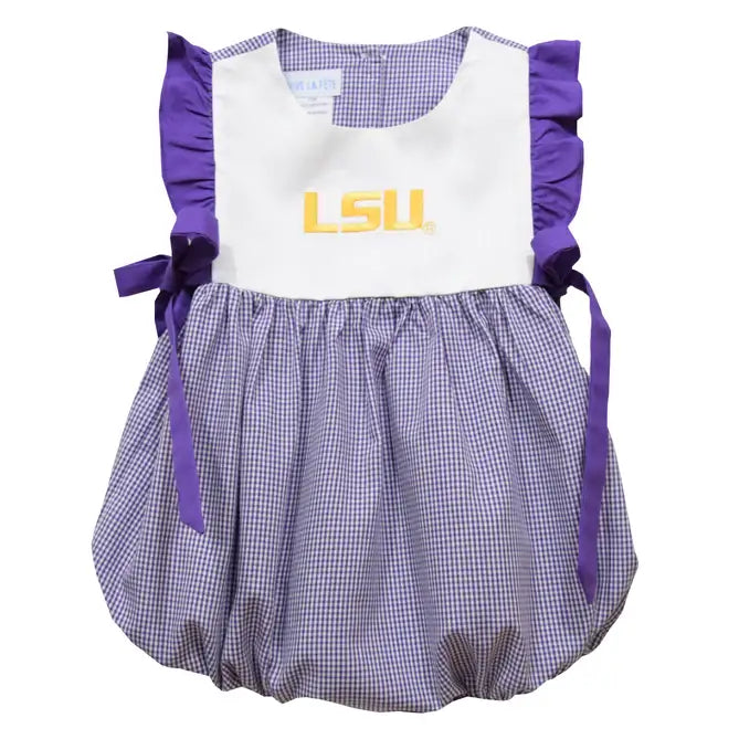 LSU Tigers Embroidered Purple Gingham Bubble