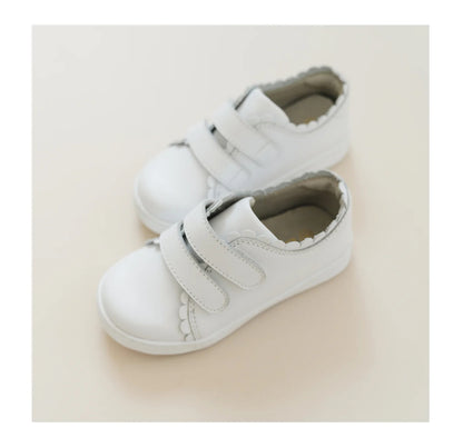 White Caroline Scalloped Velcro Sneaker