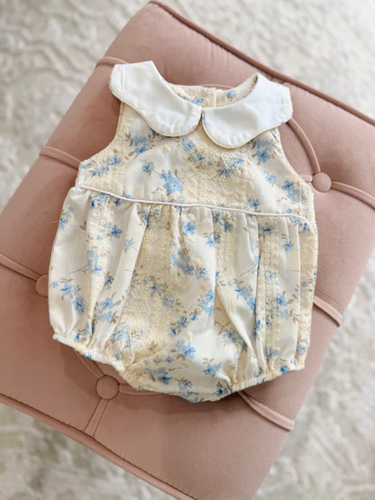 Cream Lace Floral Bubble with Scallop Collar