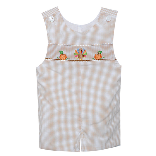 Khaki Fall Smocked Shortall