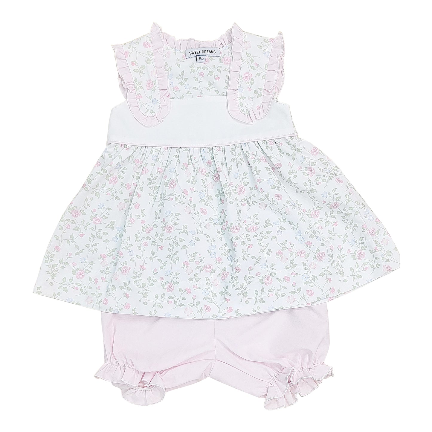 Pink Ruffle Floral Bloomer Set