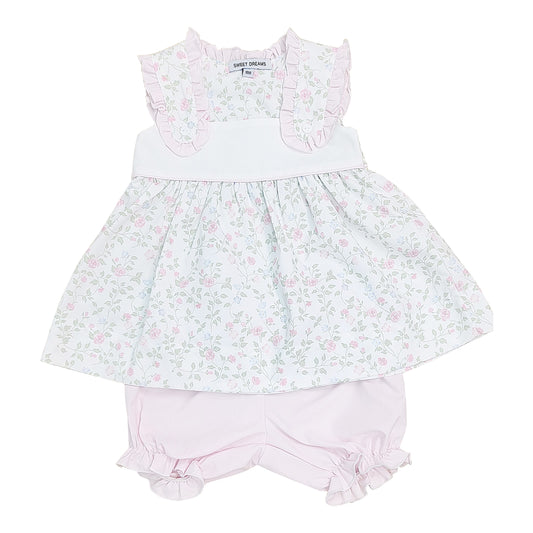 Pink Ruffle Floral Bloomer Set